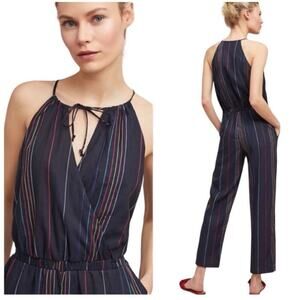 Dolan Anthropologie Hipster Boho Rainbow Striped Halter Jumpsuit Romper USA Made